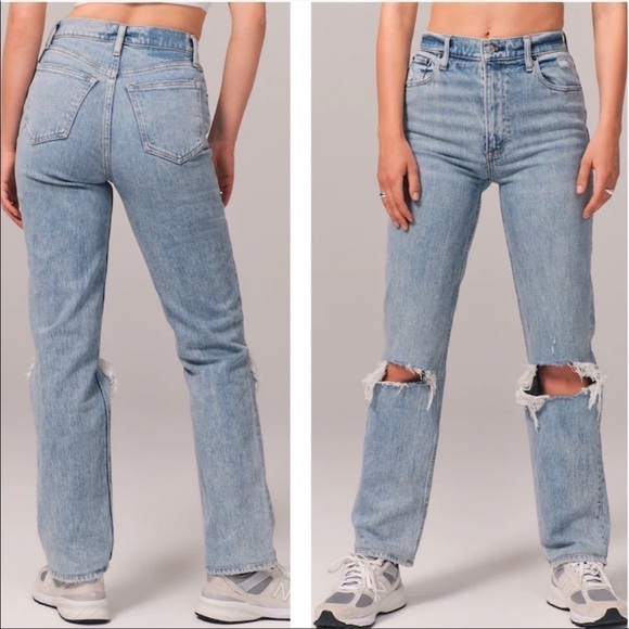 Abercrombie and Fitch Ultra High Rise 90s Straight Jean 18/34 short TikTok - Picture 1 of 16